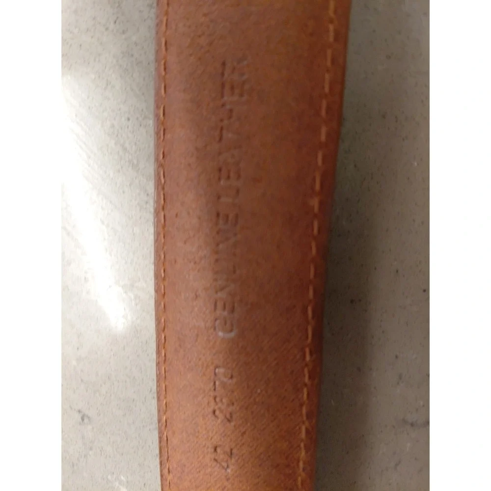 Mens Brighton Salina Taper Silver & Brown Leather Belt Size 42 Vtg Casual